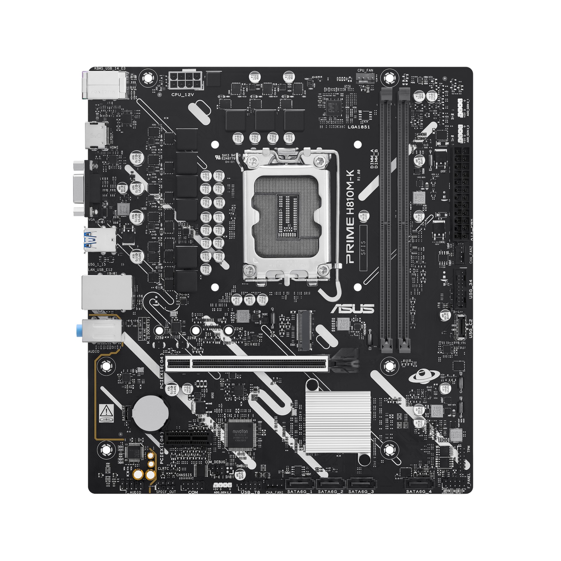 ASUS PRIME H810M-K - Motherboard - Micro ATX - LGA1851 Socket - H810 Chipset - USB 3.2 Gen 1 - Gigabit LAN - Onboard Graphics (CPU Required) - HD Audio (8-channel) 90MB1N10-M0EAY0 - C2000