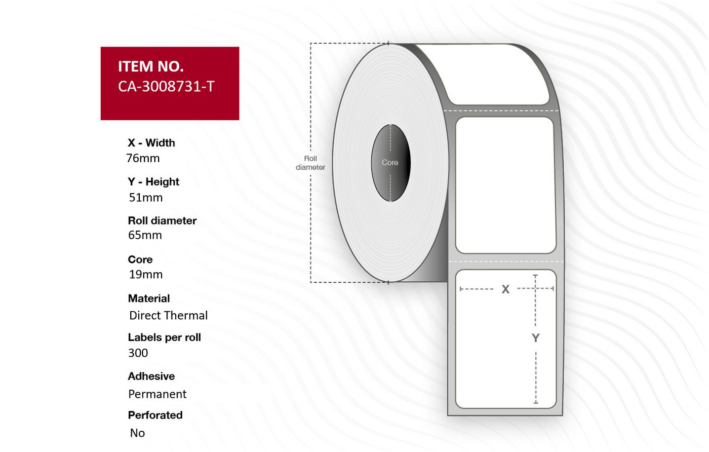 Capture Label 76x51mm, Core 19mm,  Direct Thermal, Uncoated,  CA-3008731-T - eet01