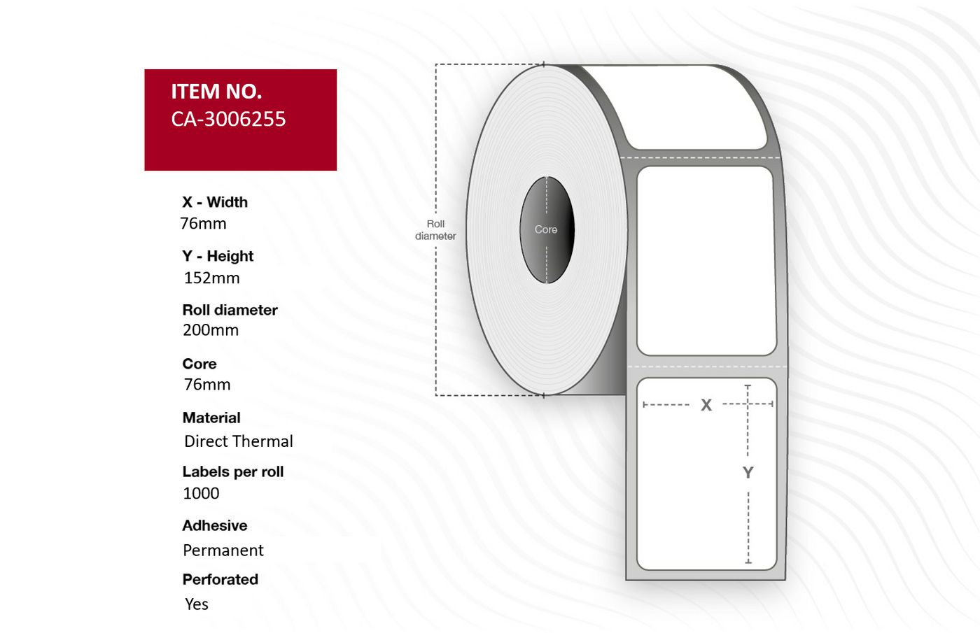 Capture Label 76 x 152mm, Core 76mm,  Direct Thermal, Uncoated,  CA-3006255 - eet01