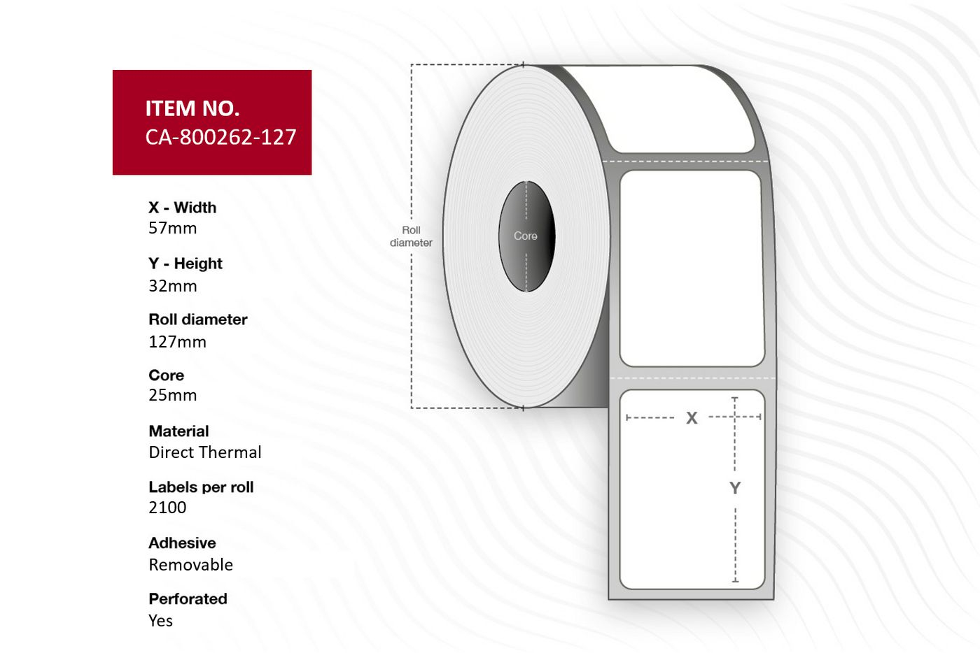 Capture Label 57 x 32mm, Core 25mm,  Direct Thermal, Coated,  CA-800262-127 - eet01
