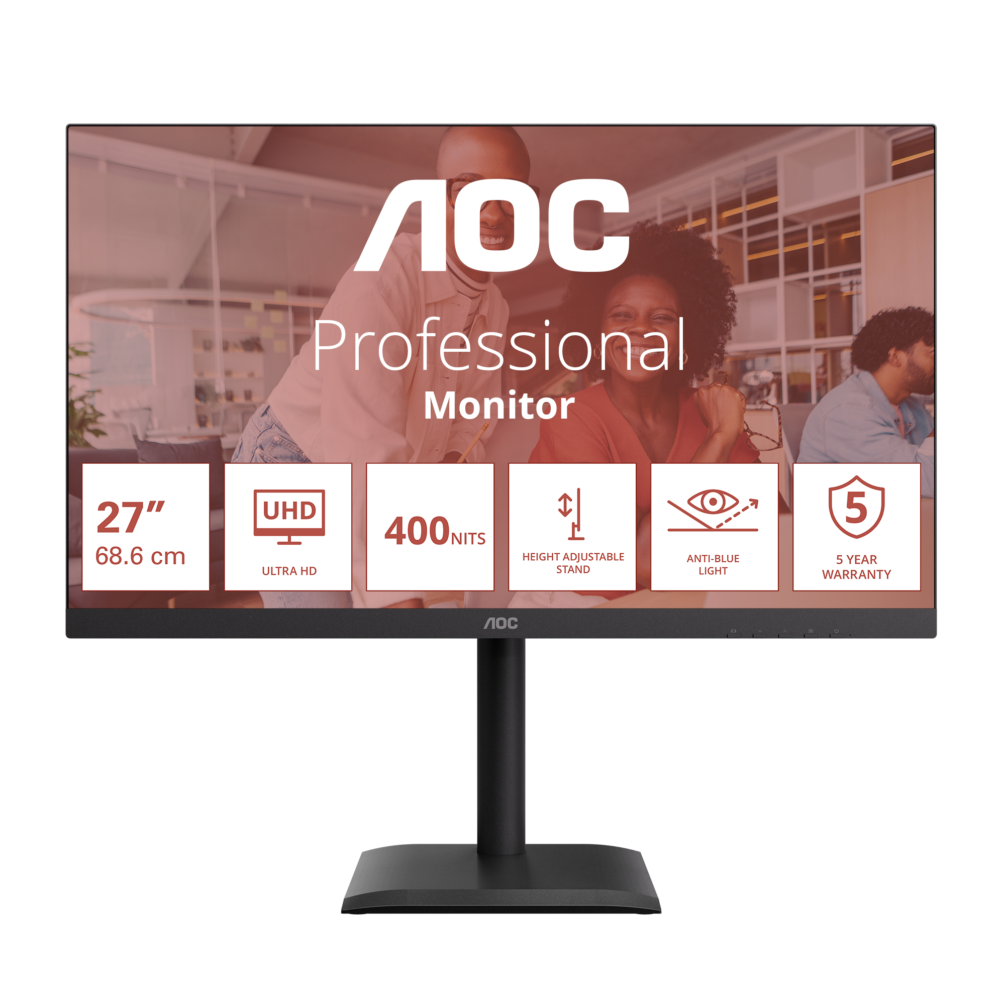 Aoc - Monitors                   U27e4cv 27in 16:9 Ips 60hz          3840x2160 4ms 1200:1 Hdmi X 2x 2    U27e4cv