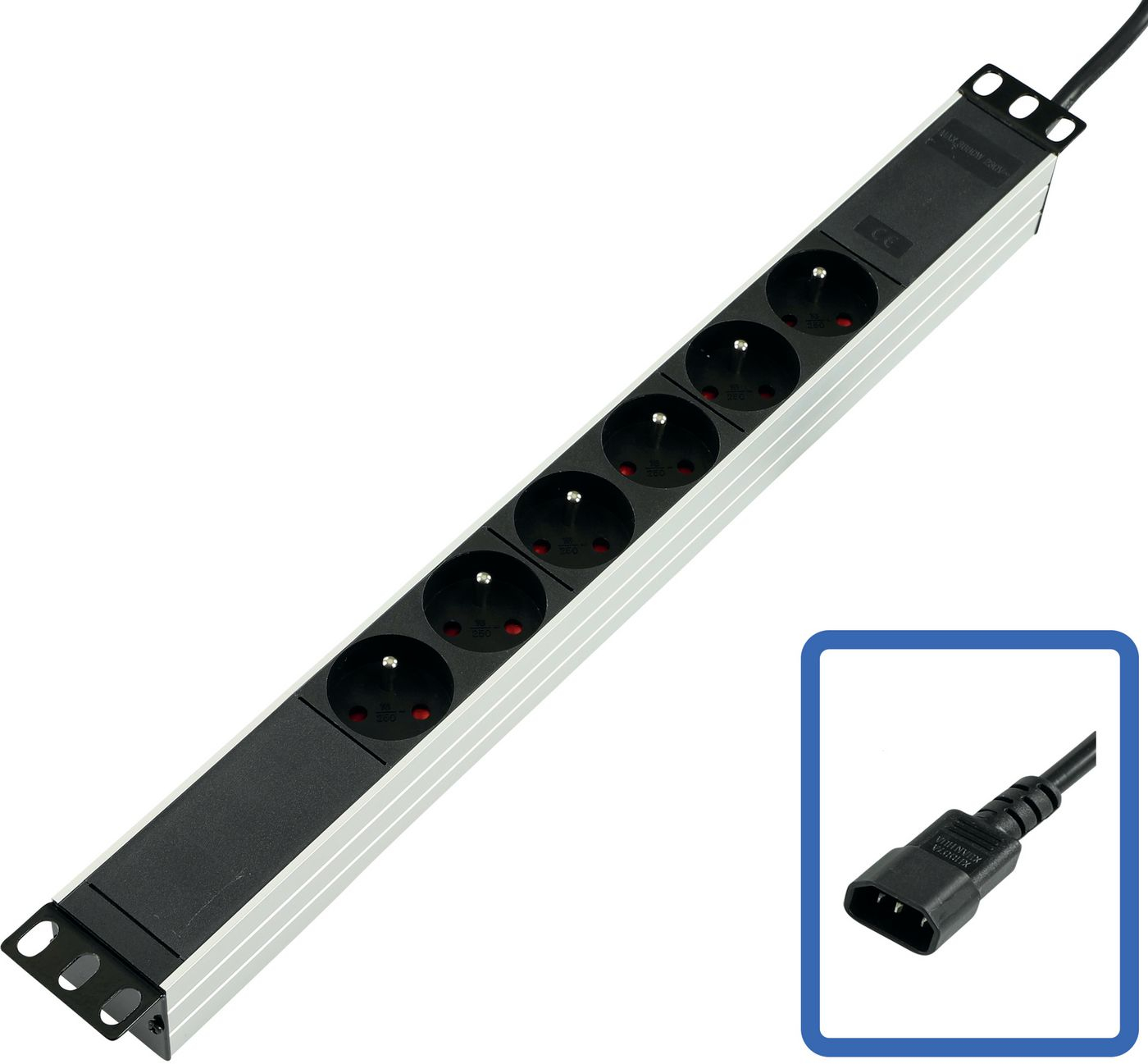Lanview POWER STRIP 19" - 6 WAY -  FULL ALUMINIUM WITH C14 UPS  TUPS035 - eet01