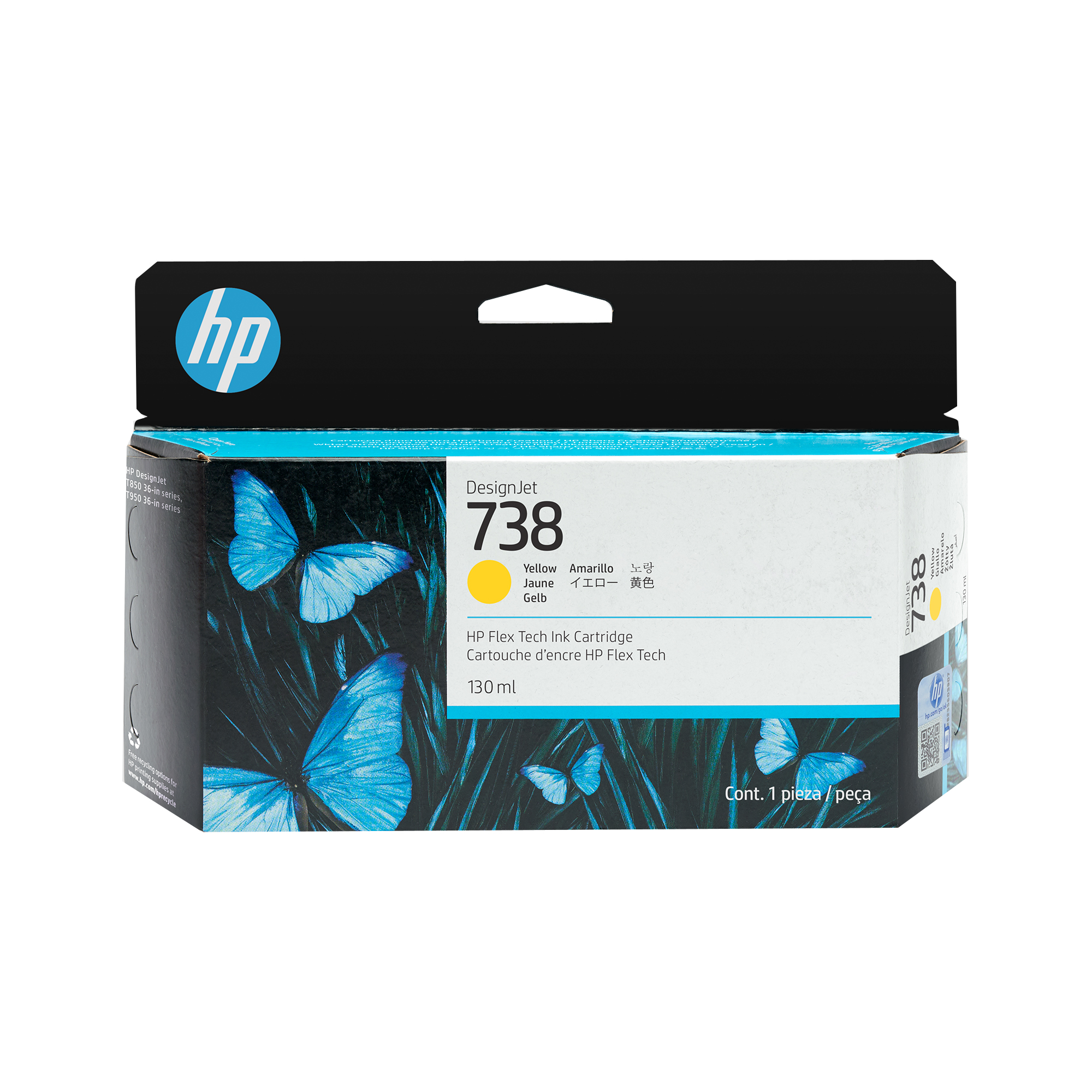 HP 738 130-ml Yellow DesignJet  Ink cartridge  498N7A - eet01