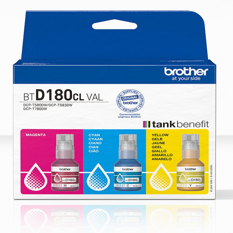 Brother Coloured Multipack Ink Bottles  BTD180CLVAL - eet01