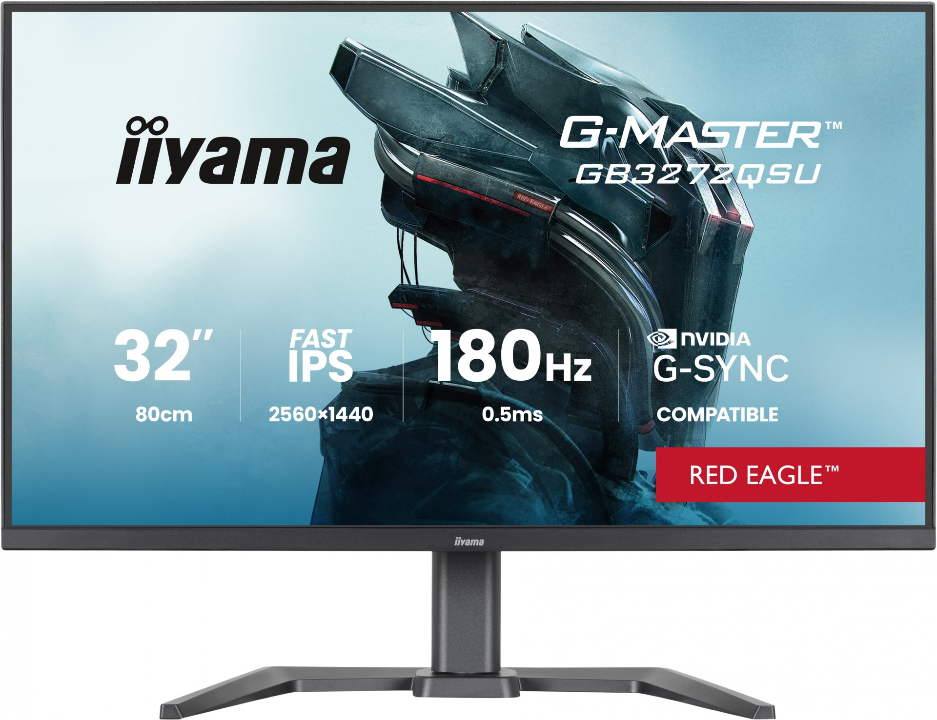 Iiyama G-MASTER Red Eagle GB3272QSU-B1 - LED Monitor - 32" (31.5" Viewable) - 2560 X 1440 WQHD @ 180 Hz - IPS - 400 Cd/m - 1000:1 - HDR10 - 0.5 Ms - 2xHDMI, 2xDisplayPort - Speakers - Matte B - C2000