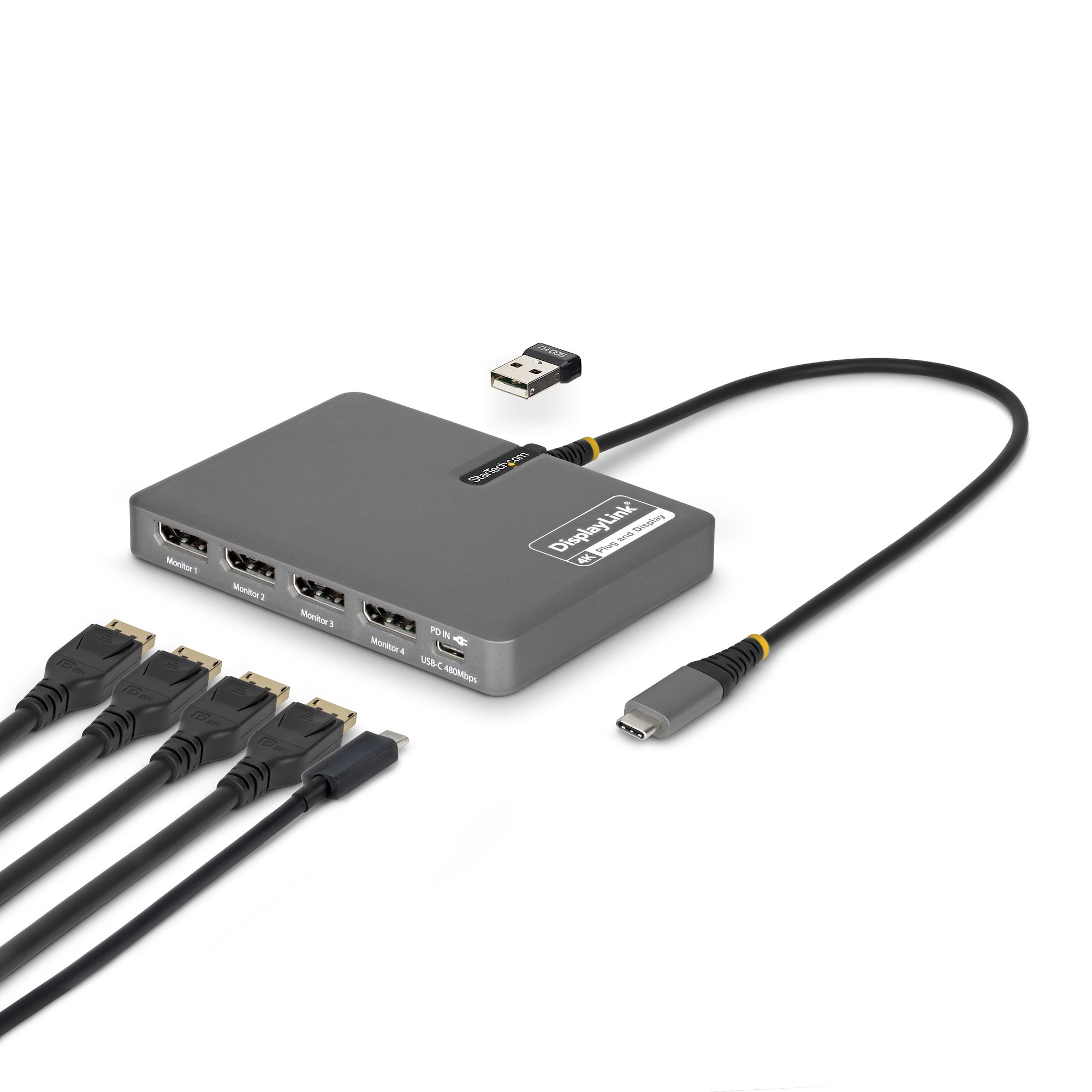 Startech - Audio Video           Usb-c Quad-monitor Workstation      Adapter 4k 60hz Displayport Pd      Quad-usb-dp-adapt