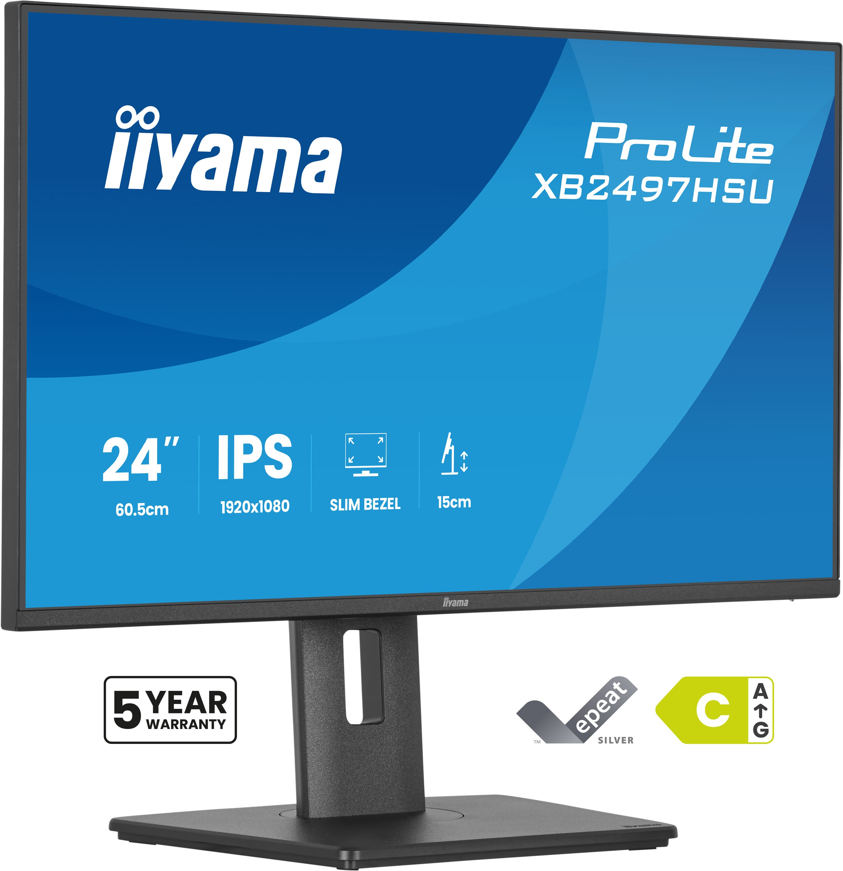 Iiyama 24"  IPS-panel,1920x1080@120Hz,EyeC XB2497HSU-B1 - eet01
