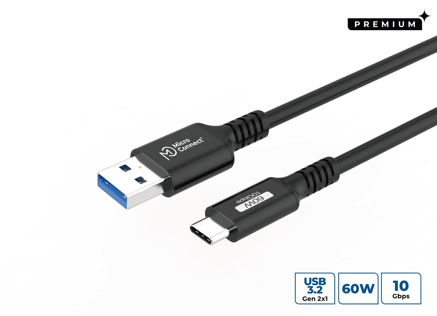 MicroConnect Premium USB-C to USB-A cable  3m, 10Gbps, 60W  USB3.2AC3 - eet01