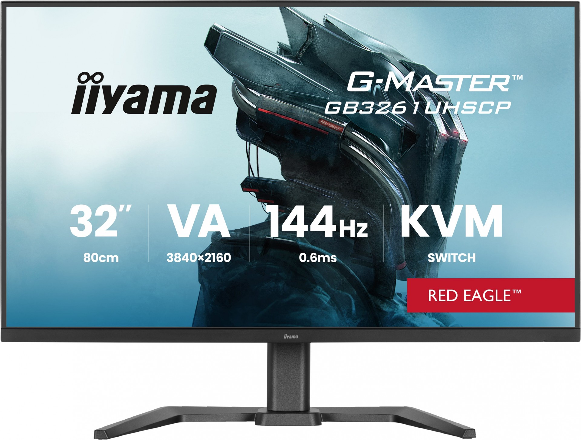 Iiyama G-MASTER Red Eagle GB3261UHSCP-B1 - LED Monitor - Gaming - 32" (31.5" Viewable) - 3840 X 2160 4K @ 144 Hz - VA - 400 Cd/m - 3000:1 - HDR10 - 0.6 Ms - 2xHDMI, DisplayPort, USB-C - Speak - C2000