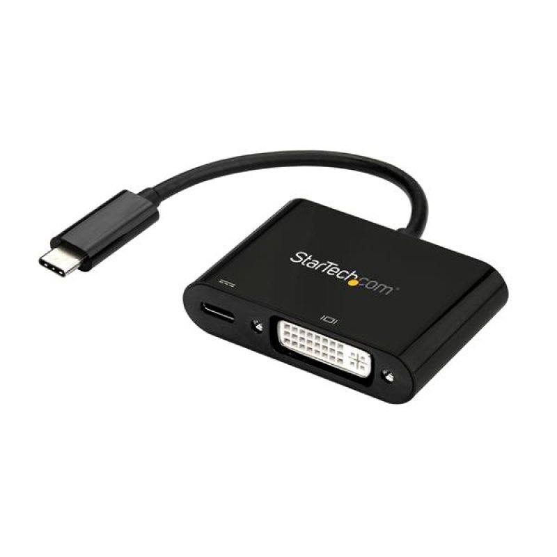 StarTech USB C To DVI Adapter With Power Delivery, 1080p USB Type-C To DVI-D Single Link Video Display Converter With Charging, 60W PD Pass-Through, Thunderbolt 3 Compatible, Black - USB-C Di - C2000
