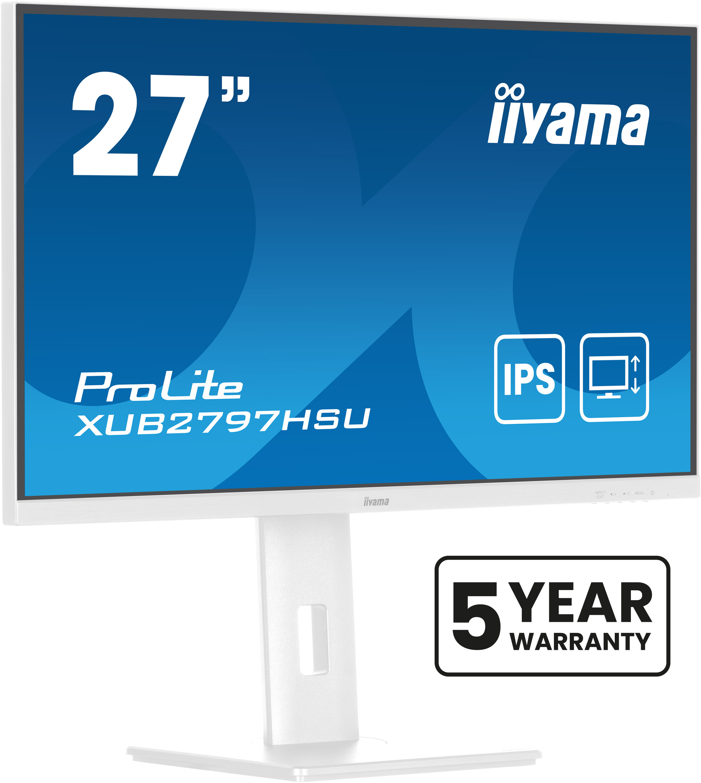 Iiyama 27" WHITE IPS-panel,  1920x1080@100Hz,300nit,15cm  XUB2797HSU-W2 - eet01