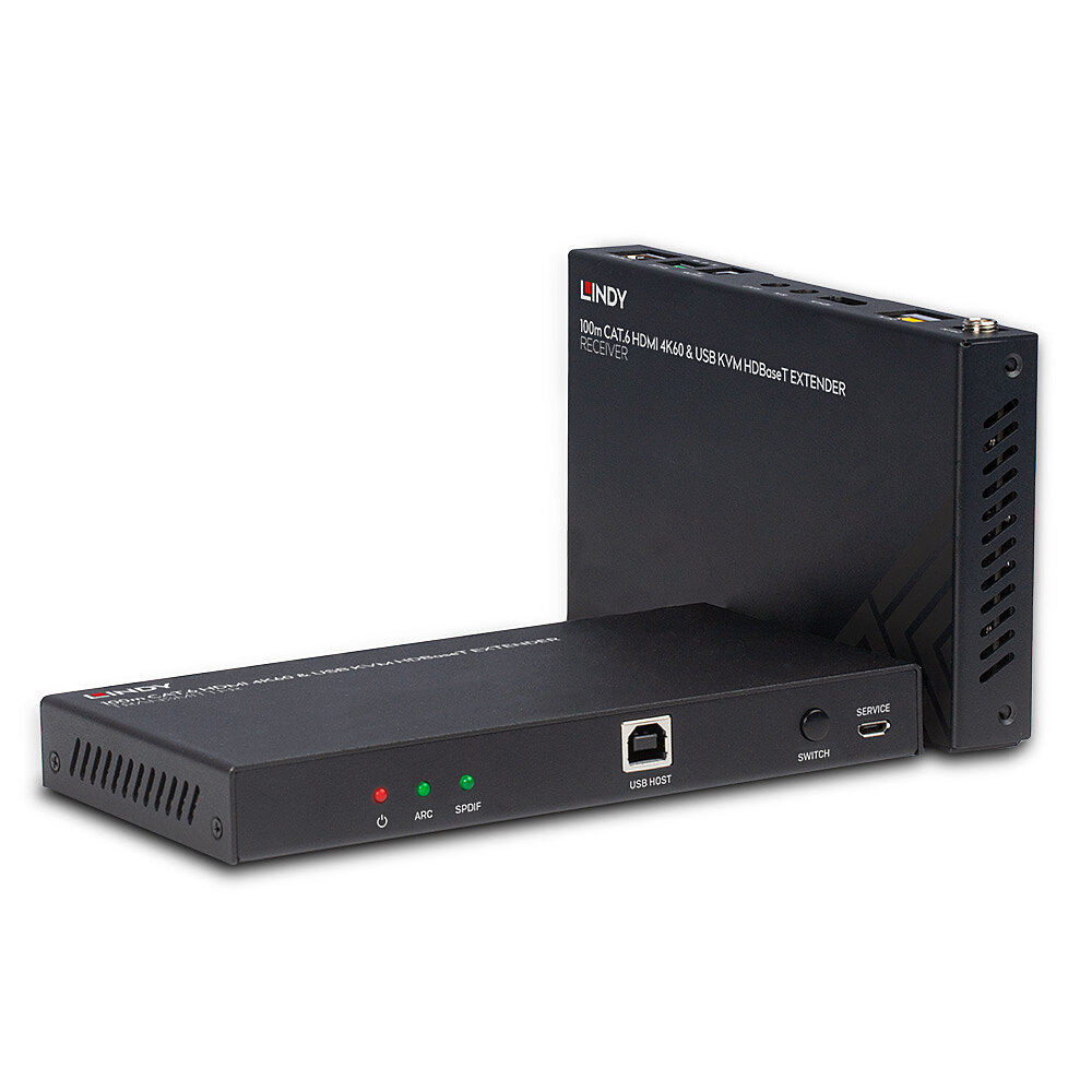 Lindy - Extenders                100m Cat.6 Hdmi 4k60 Audio Ir /     Rs-232 Hdbaset Kvm Extende          38343