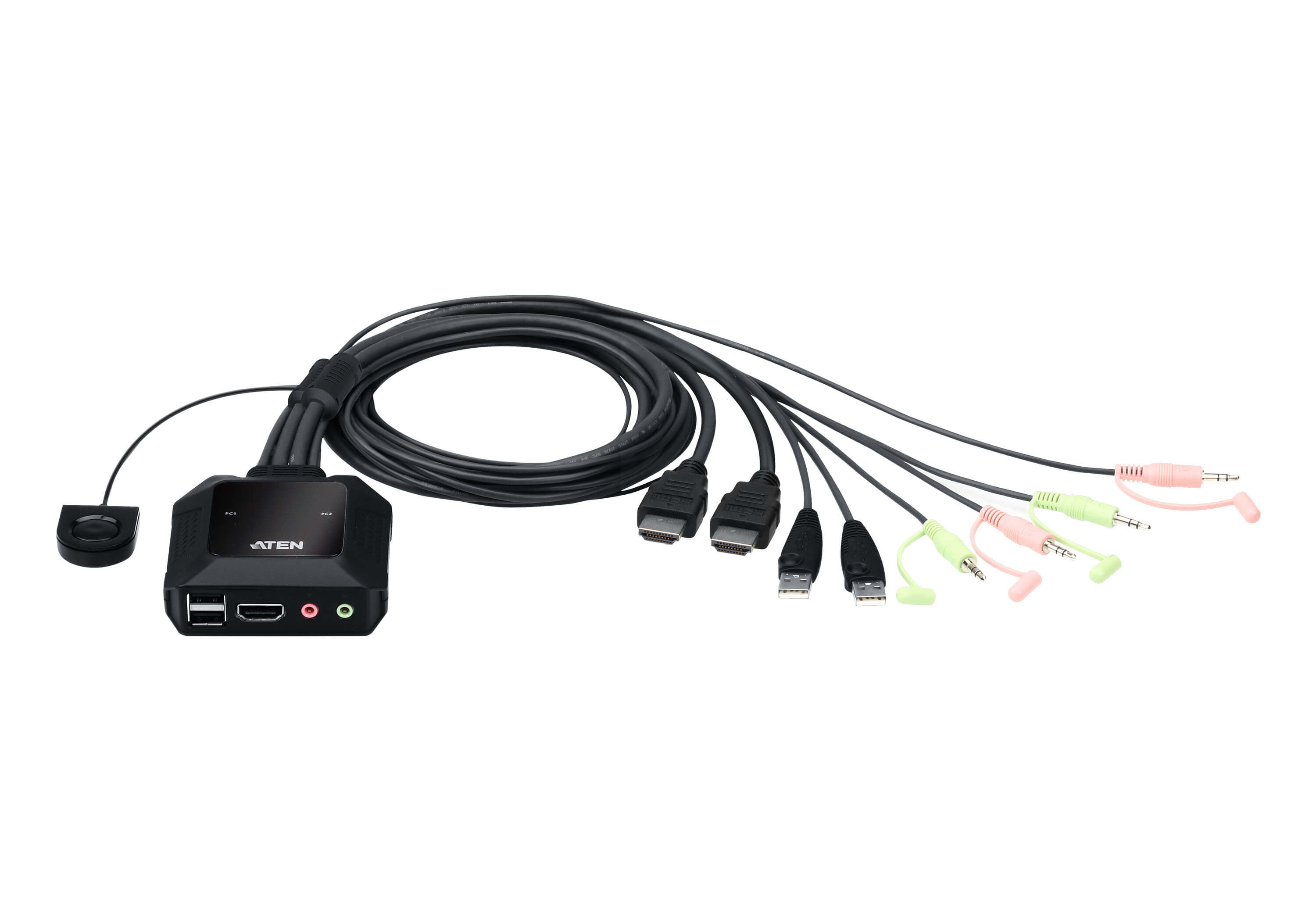 Aten It Cs22h *2 Hdmi Pc In, *1 Hdmi Monitor Out With Remote Port Selector; 4k60hz With Audio Cs22h - NA01