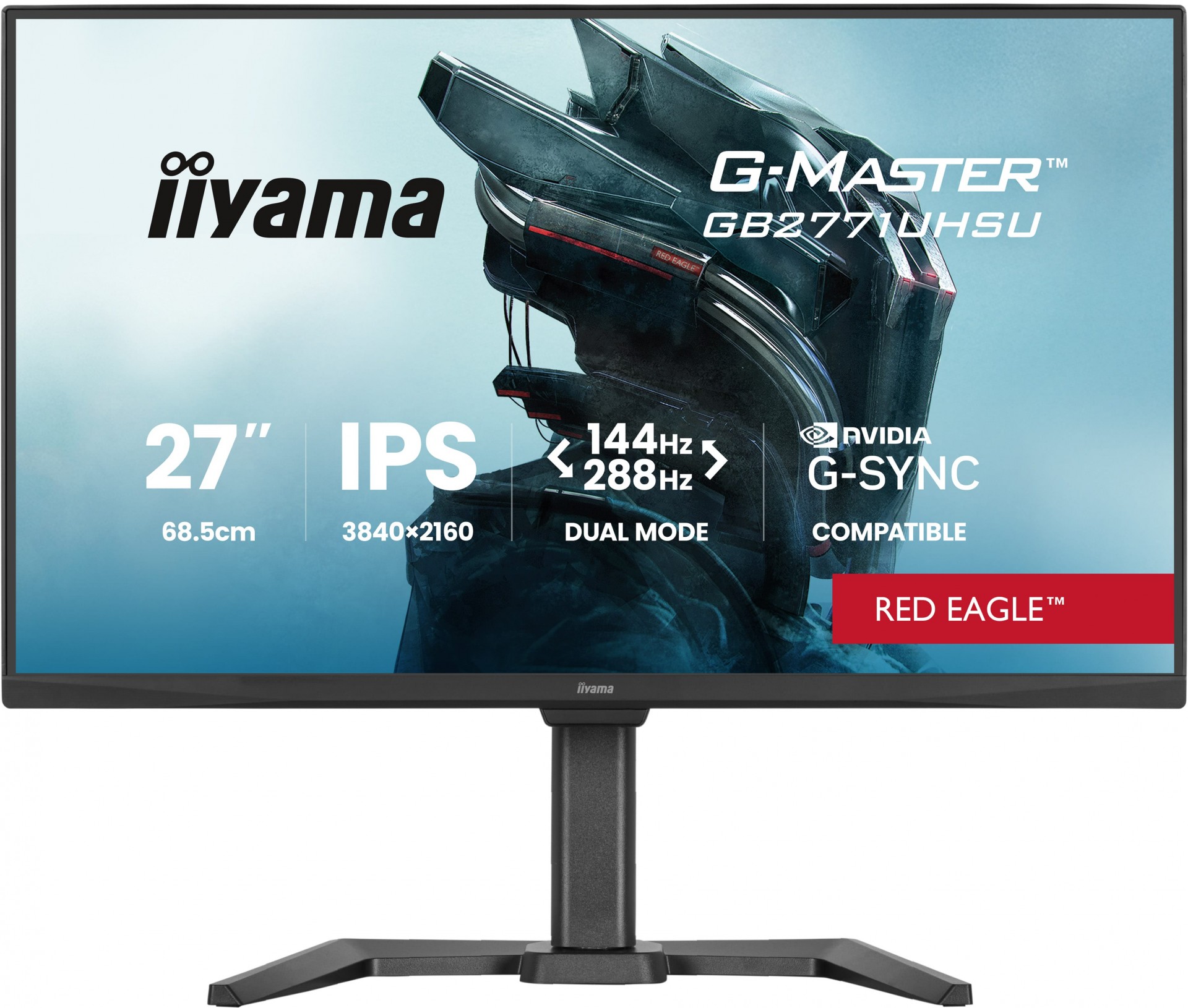 Iiyama G-MASTER Red Eagle GB2771UHSU-B1 - LED Monitor - Gaming - 27" - 3840 X 2160 4K @ 144 Hz - IPS - 450 Cd/m - 1500:1 - 0.8 Ms - 2xHDMI, DisplayPort - Speakers - Black, Matte GB2771UHSU-B1 - C2000