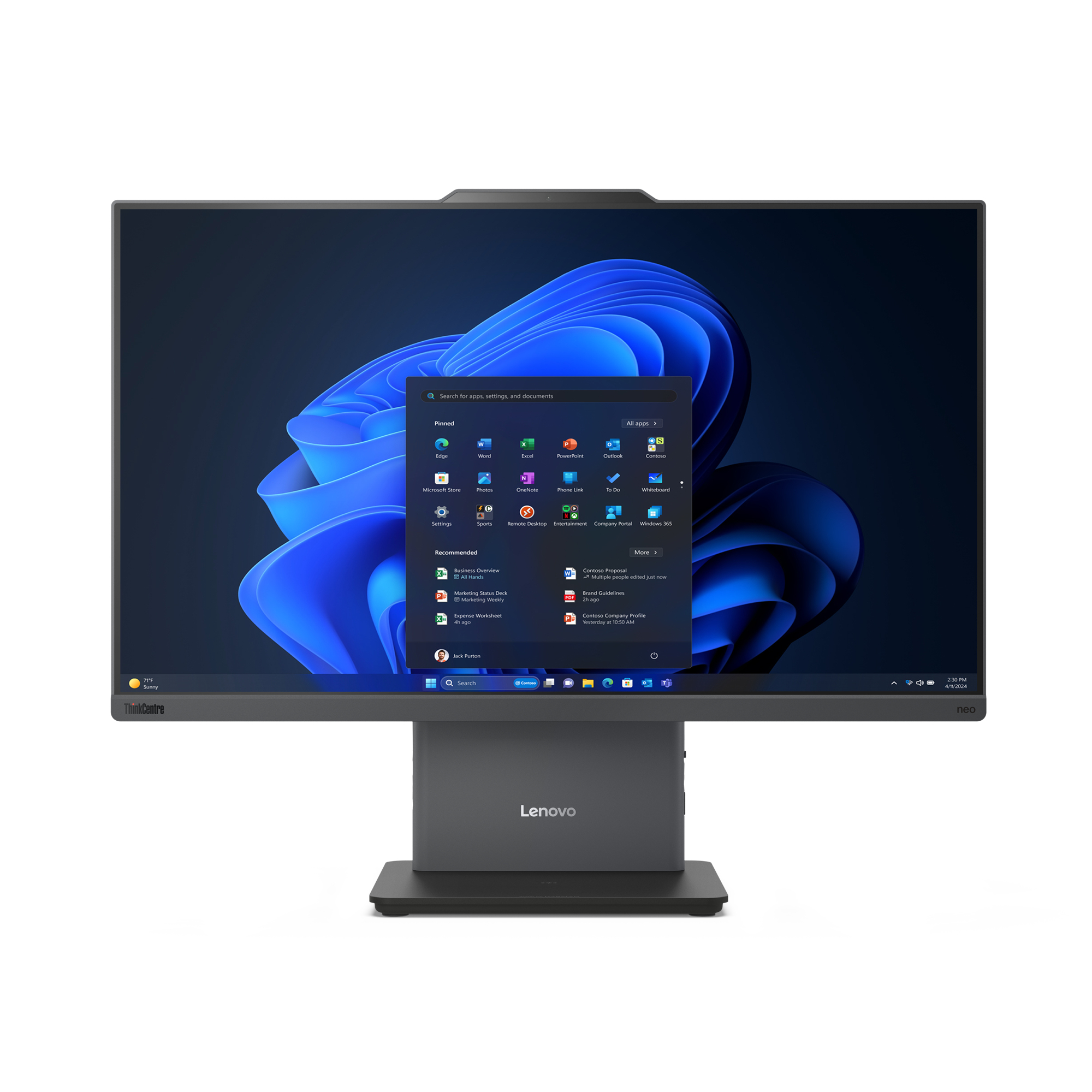 Lenovo ThinkCentre Neo 50a 24 Gen 5 12SD - All-in-one With Monitor Stand - Core 5 210H / Up To 4.8 GHz - RAM 16 GB - SSD 512 GB - TCG Opal Encryption 2, NVMe - Intel Graphics - Gigabit Ethern - C2000
