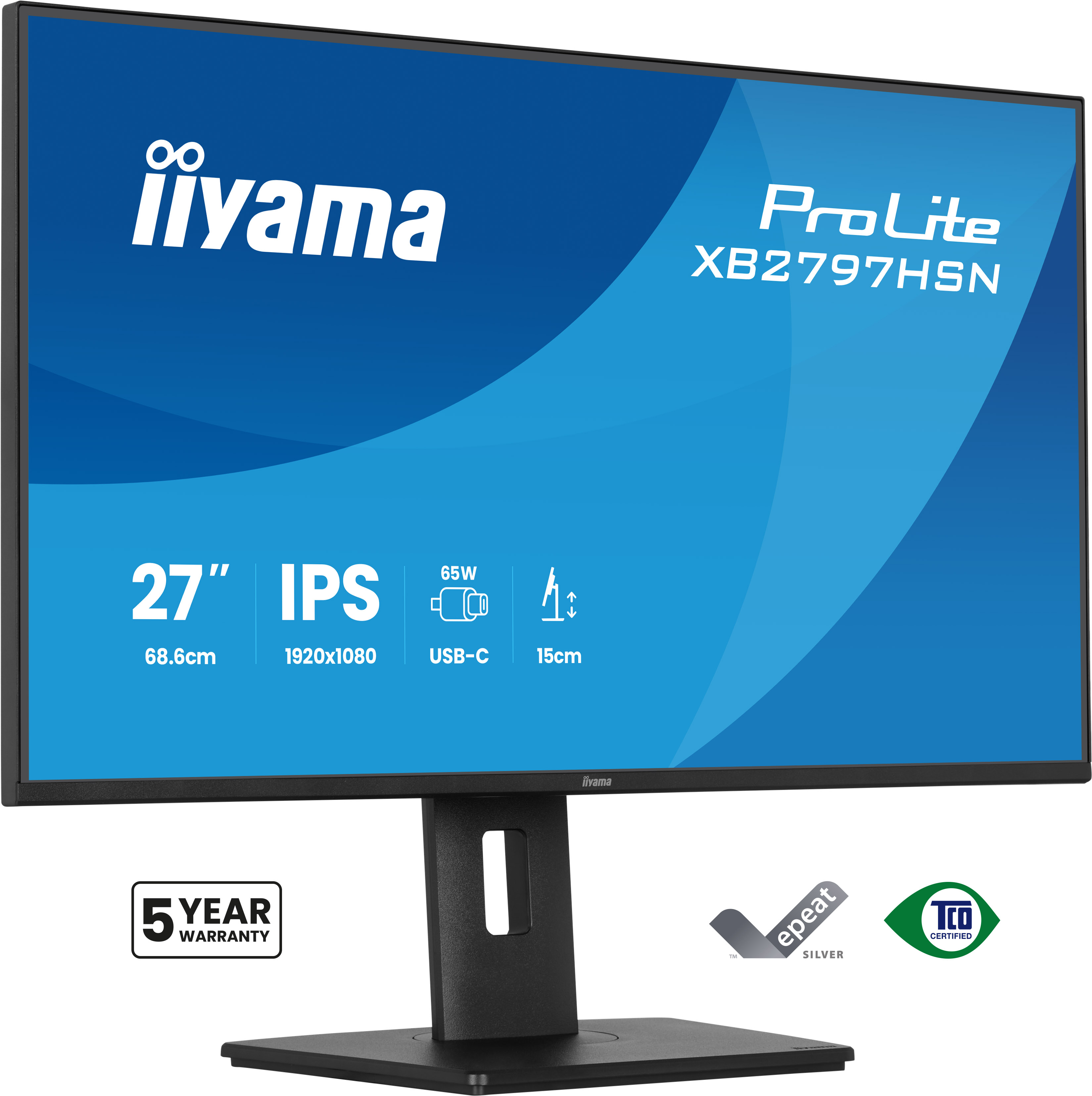 Iiyama ProLite XB2797HSN-B1 - LED Monitor - 27" - 1920 X 1080 Full HD (1080p) @ 100 Hz - IPS - 350 Cd/m - 1500:1 - 1 Ms - HDMI, DisplayPort, USB-C - Speakers - Black XB2797HSN-B1 - C2000