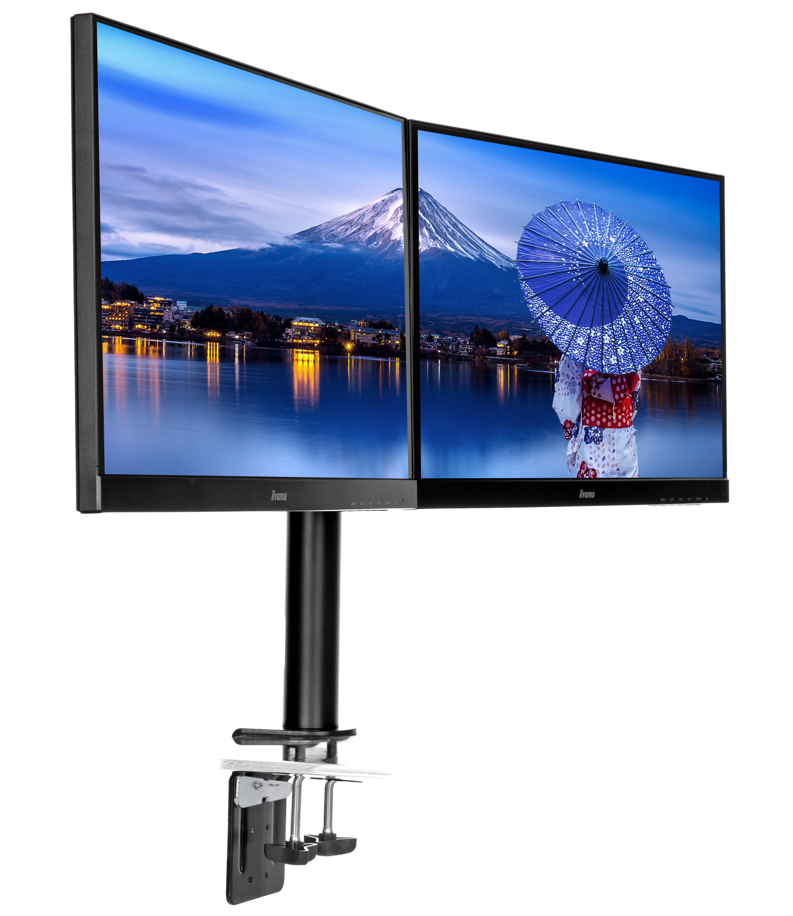 Iiyama - Monitors                Dual Screen Desk Top Mounting       Arm                                 Ds1002c-b1