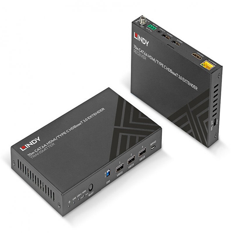 Lindy 70m Cat.6A HDMI 4K60 & Type C  HDBaseT 3.0 KVM Extender  38346 - eet01