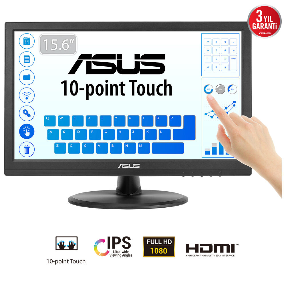 ASUS VT169HE - LED Monitor - 16" (15.6" Viewable) - Touchscreen - 1920 X 1080 Full HD (1080p) @ 60 Hz - IPS - 220 Cd/m - 1000:1 - 5 Ms - HDMI, VGA VT169HE - C2000 ASUS VT169HE - LED Monitor - 16" (15.6" Viewable) - Touchscreen - 1920 X 1080 Full HD (1080p) @ 60 Hz - IPS - 220 Cd/m - 1000:1 - 5 Ms - HDMI, VGA VT169HE - C2000