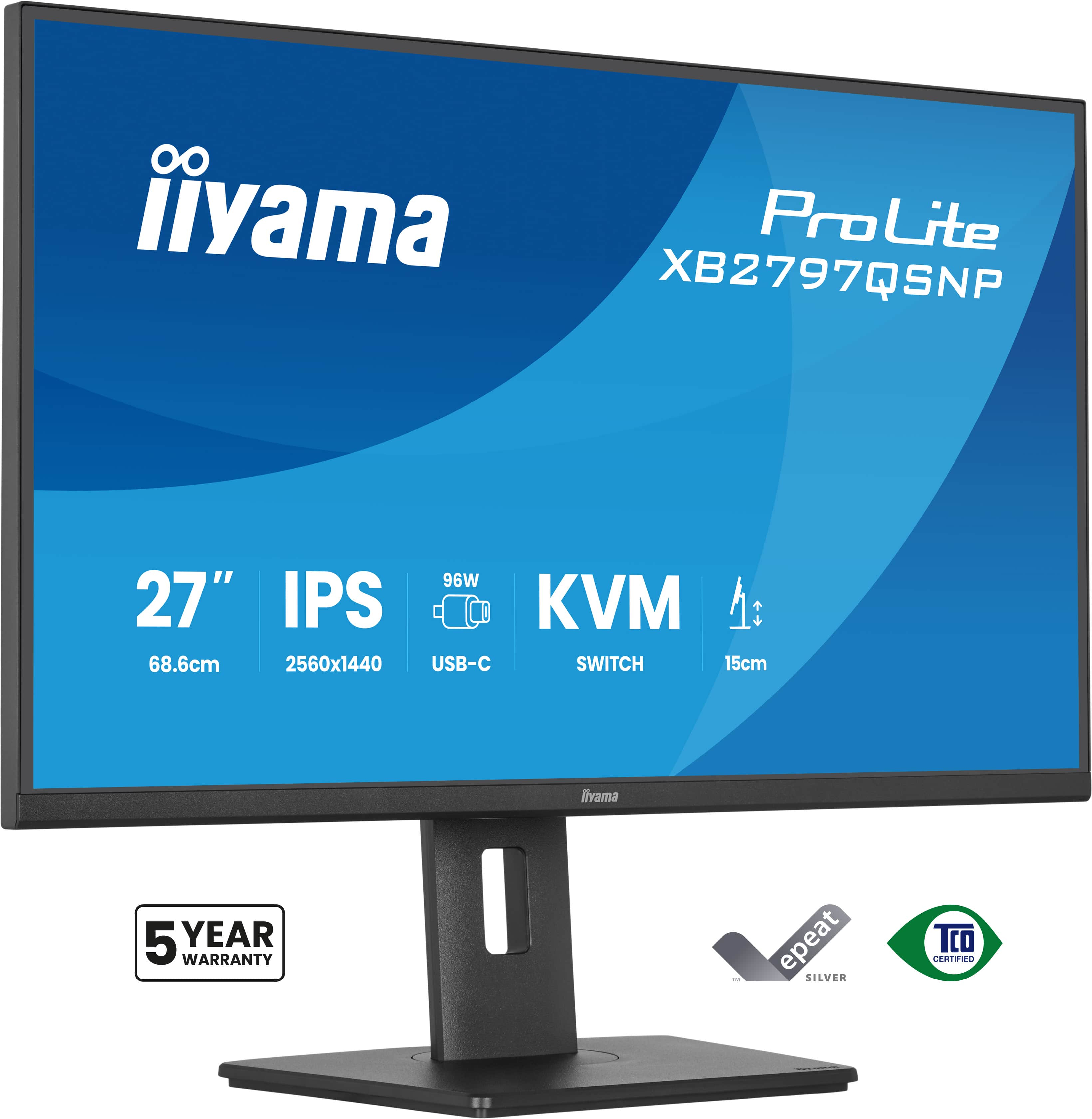 Iiyama - Monitors                27in Ips Lcd 4ms 2560x1440          350 Cd/m2 Hdmi/dp/usb 5y Wty        Xb2797qsnp-b1
