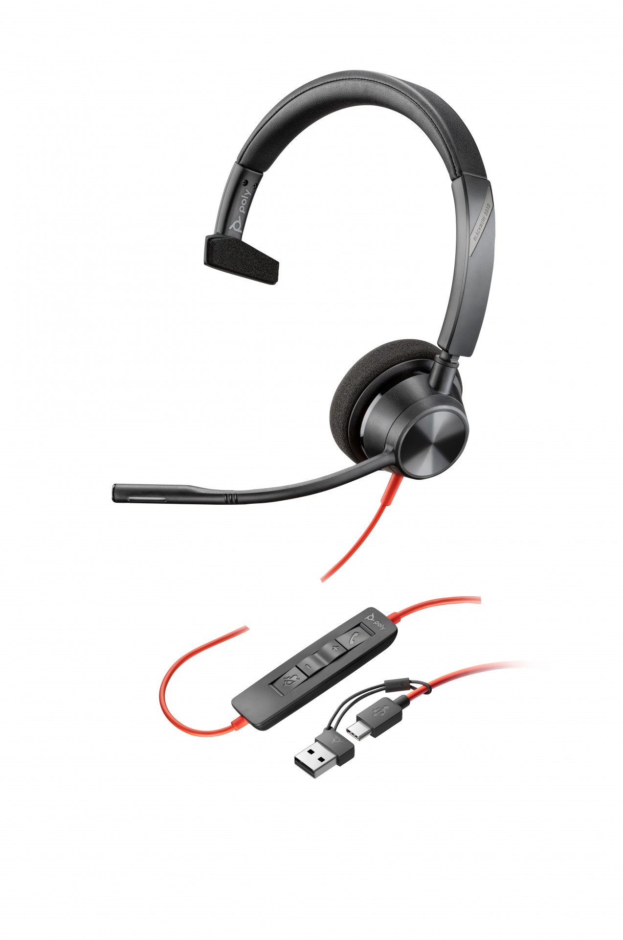 HP Poly Blackwire 3310 - Blackwire 3300 Series - Headset - On-ear - Wired - USB-C - Black - UC Certified 8X215AA - C2000 HP Poly Blackwire 3310 - Blackwire 3300 Series - Headset - On-ear - Wired - USB-C - Black - UC Certified 8X215AA - C2000