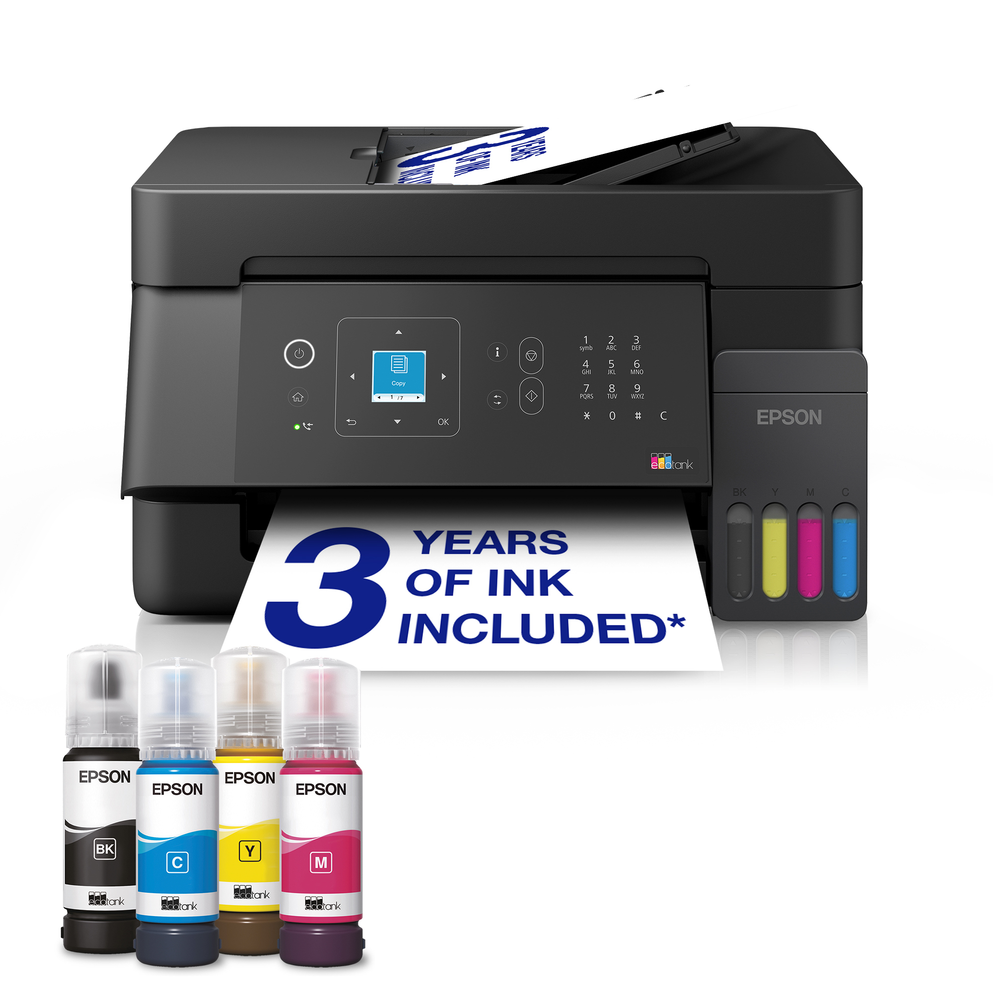 Epson EcoTank ET-4900 - Multifunction Printer - Colour - Ink-jet - ITS - A4 (210 X 297 Mm) (original) - A4/Letter (media) - Up To 11 Ppm (printing) - 100 Sheets - 33.6 Kbps - Wi-Fi(n), USB, L - C2000