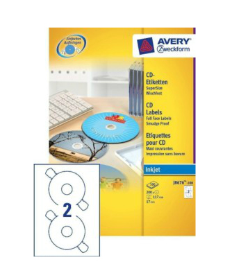 J8676-100 avery Avery Full Face Cd/dvd Labels 117mm Dia J8676-100(200labels) - AD01