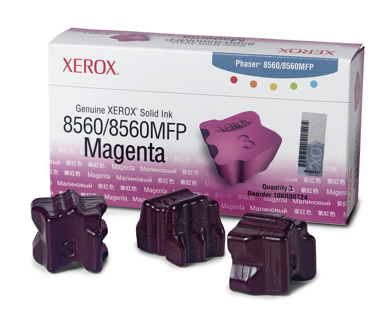 Xer108r00724   Xerox 8560 3pack Ink Magenta   Xerox  8560                                                  - UF01